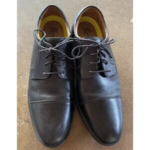 Florsheim Mens 9.5 Jetson Cap Toe Oxford Black Leather Lace Cap Toe Dress Shoes